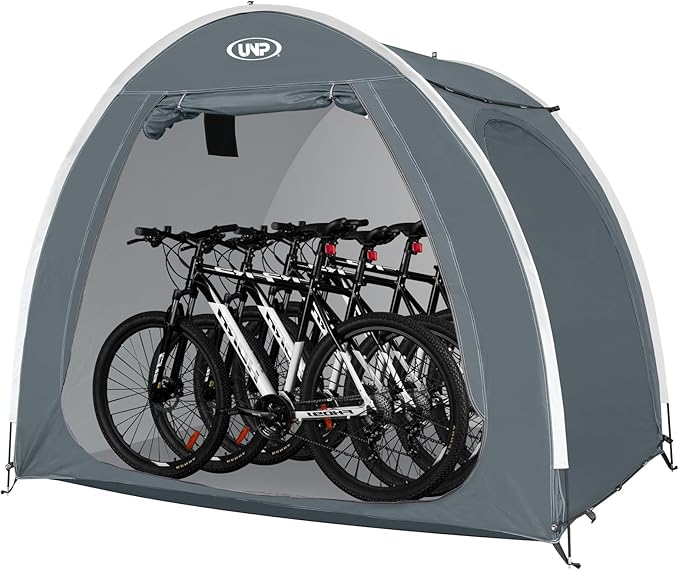 UNP Bike Storage Shed Tent, Portable Outdoor Bike Storage Tent with 210D Oxford Thick PU4000 Waterproof for 1/2/3/4 Bikes, Bike Covers Storage Shed Tent for Bicycles, Lawn Mower, Garden Tools