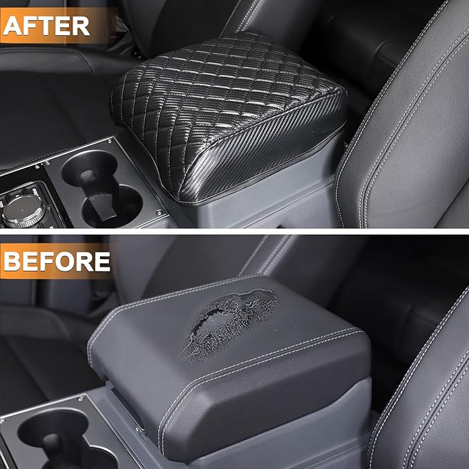 Car Armrest Box Cover Protector Compatible with Ineos Grenadier 2020-2024 Center Console Lid Protector Cover Original Customized Armrest Cover (Carbon Fiber Texture)