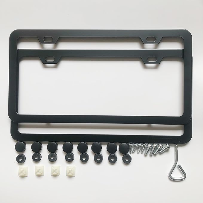 License Plate Frames,2 Packs Front Rear Car Tags,Aluminum Alloy License Plate Cover,No Rust,Water Proof,Wear Resistant,Car Accessories (Two Holes Frame)