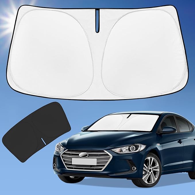Sun Shade Sunshade for Hyundai Elantra Windshield Cover, 4-Layer Front Window Shade Custom fit Elantra 2016-2020 Sun Visor 240T Retractable Shade Shield Blocks UV Rays Cooler Car Accessories