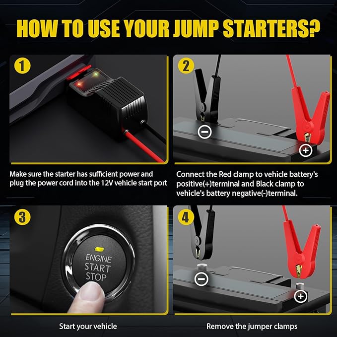 012 Jump Starter Battery Pack, 4000A Peak Car Battery Charger Jump Starter for Up to 10.0L Gas or 8.0L Diesel Engine,12V Car Jumper Starter Portable with Full LCD Screen & LED Light & USB