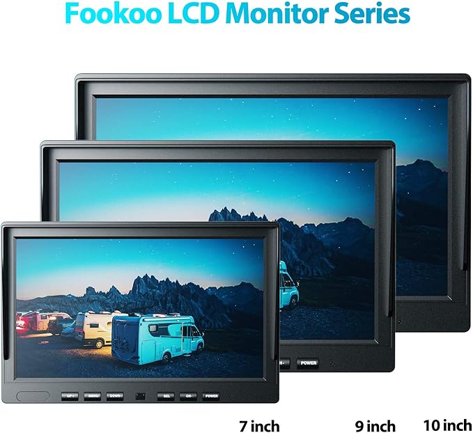 Fookoo Ⅱ 10" 1080P Wired Backup Camera System Kit,10" HD Quad Split Screen Monitor with Recording IP69 Waterproof Rear View Side View Camera Parking Lines for Truck/Semi-Trailer/Box Truck/RV(DY104)