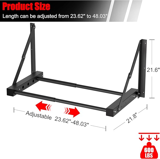 Wall Mount Folding Tire Rack, 32 to 48 Inches Wide Adjustable Tire Storage Rack, Heavy-Duty Steel Tire Storage Rack for Garage ,Workshop, Repair Shop, Supports 400 Pounds and Folds Flat