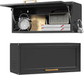 Metal Garage Wall Cabinet, Floating Tool Cabinet for Home, Office, Kitchen, Basement, Warehouse - Black with Up-Flip Door, Wall Mounted, Assembly Required