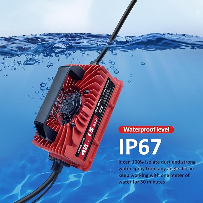 15 Amp 48 Volt Golf Cart Battery Charger for Yamaha G29 with 3-Pin Leaf Plug