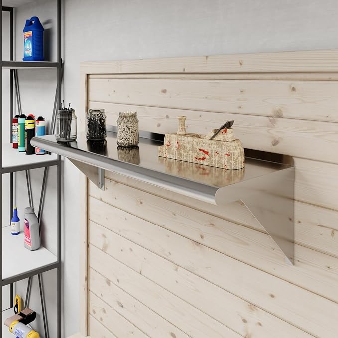 AmGood 36" Long X 12" Deep Stainless Steel Wall Shelf | NSF Certified | Appliance & Equipment Metal Shelving | Kitchen, Restaurant, Garage, Laundry, Utility Room