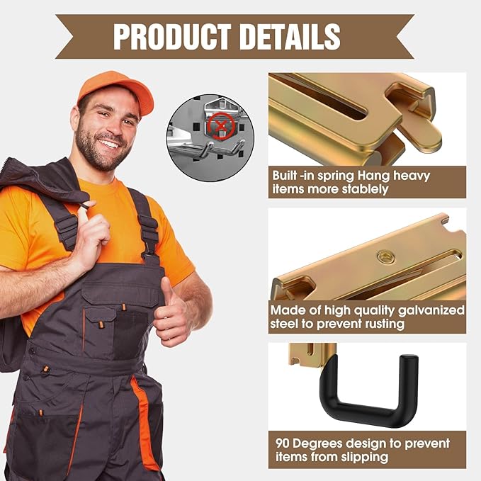 E Track Hook E Track Accessories ，E Track Accessories for Enclosed Trailer The dip molding Process is More Rust Resistant (6PCS E Track J Hooks+6PCS J Hooks Slot)