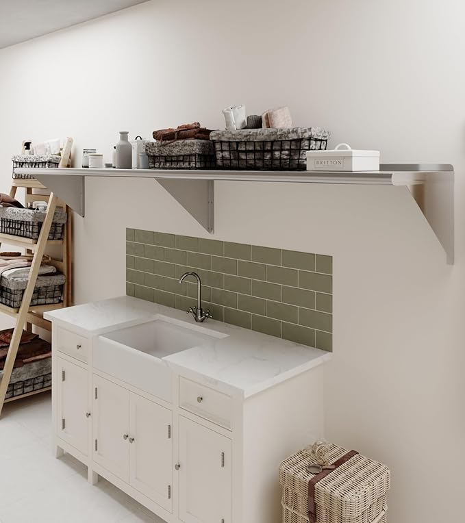AmGood 96" Long X 18" Deep Stainless Steel Wall Shelf | NSF Certified | Appliance & Equipment Metal Shelving | Kitchen, Restaurant, Garage, Laundry, Utility Room