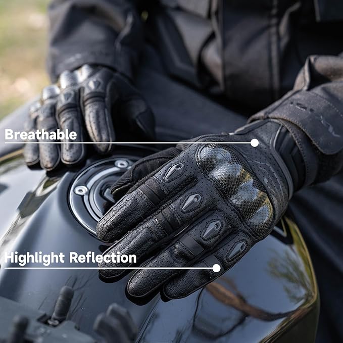 VXW Motorcycle Gloves for Men and Women - Gel Palm Sliders, Leather & Mesh Construction Full Finger Touchscreen, High-Speed Sports Gear for MTB/ATV/BMX/Motocross/Dirt Bike