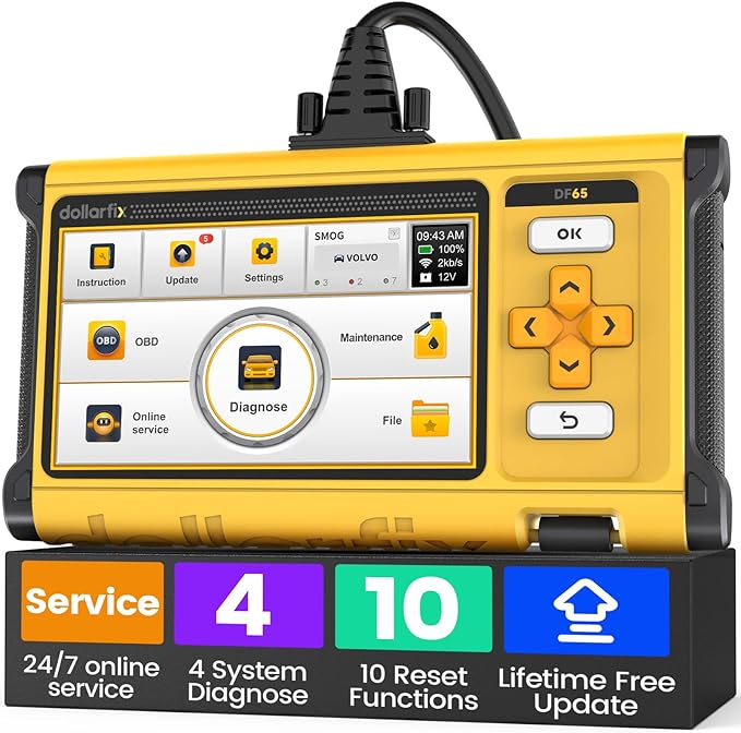 OBD2 Scanner Diagnostic Tool, ECM/TCM/ABS/SRS 4 System Deeply Scanner for Car, Support FCA SGW, BIDirectional Scan Tool Active Test with Oil/EPB/SAS/TPMS/ETS/NJEC 10 Resets, Lifetime Free Update