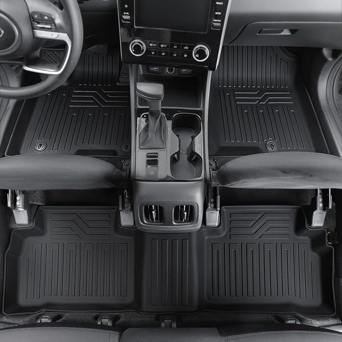 Floor Mats Set for 2022-2025 Hyundai Tucson Gas, Full Coverage All Weather Floor Mats Cargo Mat with Backrest Protectors & Door Sill Guards for Tucson Accessories(Not fit Hybrid)