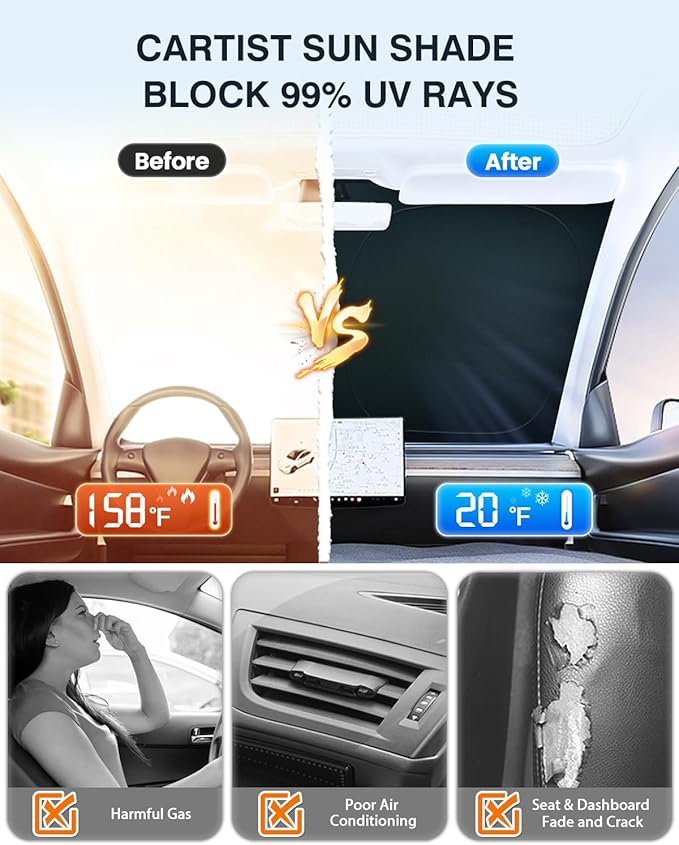 Windshield Sun Shade for Toyota Tundra (Limited, SR5, Platinum, TRD Pro) 2022-2025 2026, Custom Fit Foldable Front Window Sunshade Sun Visor for Tundra Accessories