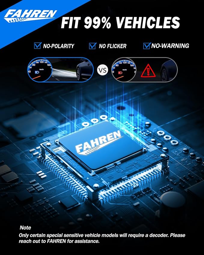 FAHREN 9005/HB3 9006/HB4 𝐋𝐄𝐃 Bulbs Combo, 𝟗𝟎𝟎% 𝐁𝐫𝐢𝐠𝐡𝐭𝐞𝐫 9006 9005 Fog Light Bulbs with 6500K White High-Performance, 1:1 Halogen Size, Non-Polarity, Pack of 4