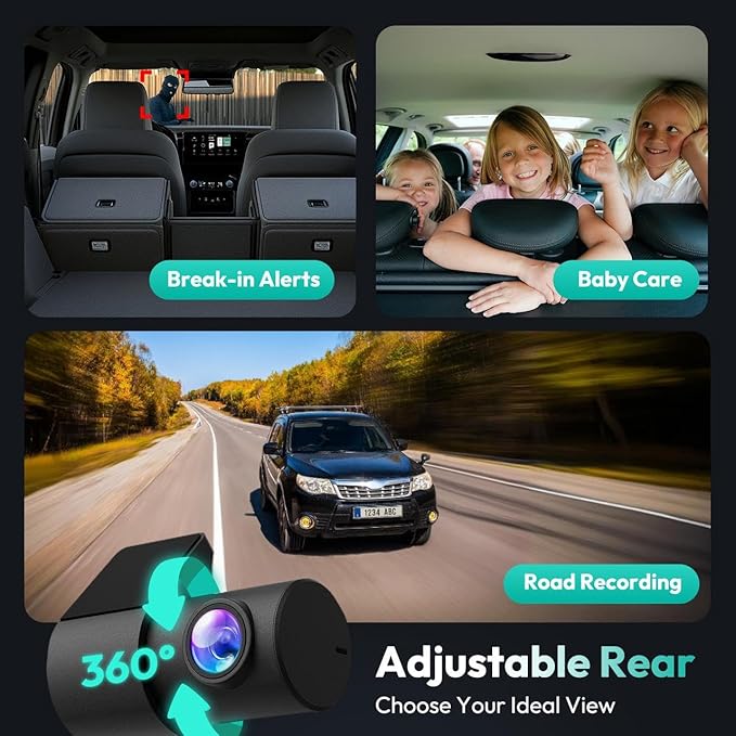 4k Dash Cam Front and Rear, 24/7 Parking Monitor with Hardwired Kit, 170° Ultra Wide Dashcam, ADAS, IMX415 Sensor, Night Vision, WDR, Loop Recording, 5G/2.4G WiFi & GPS, Free 64GB Card