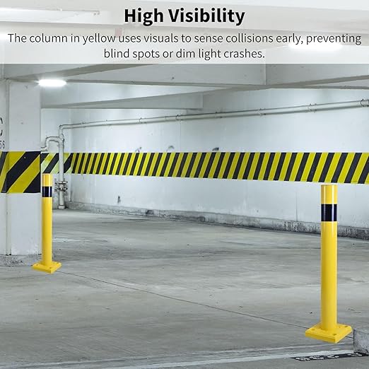 4 Pack 4" Diameter SpringBack Safety Bollard Post with 4 Anchor Bolts for Parking Garage, Warehouse, Driveway & Outdoor Use (36"H 4Pack)