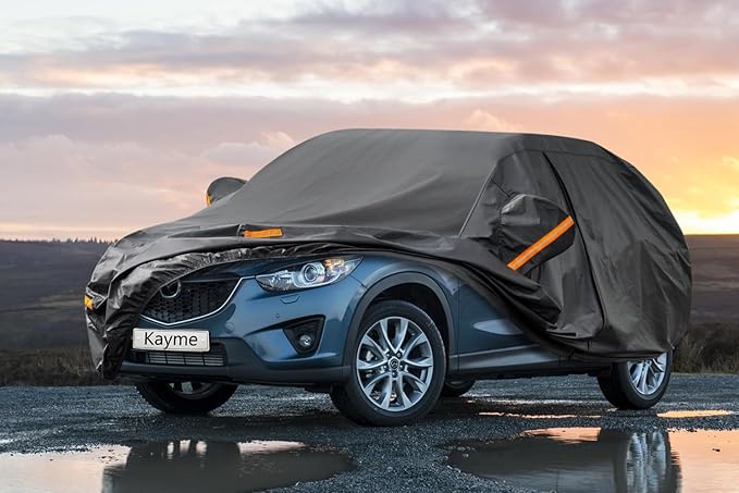 Kayme 7 Layers SUV Car Cover Custom Fit for Mazda CX-5 CX5 (2012-2025) Waterproof All Weather for Automobiles, Outdoor Full Cover Rain Sun UV Protection.Black