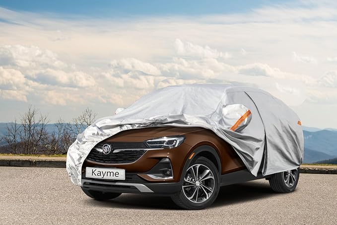 Kayme 6 Layers SUV Car Cover Custom Fit for Buick Encore/Encore GX(2012-2025) Waterproof All Weather for Automobiles, Outdoor Full Cover Rain Sun UV Protection.Silver