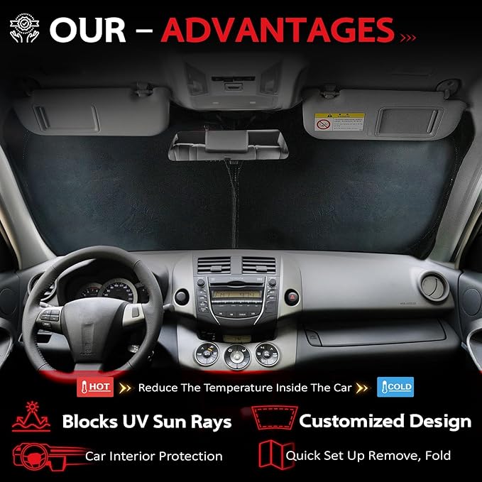 KAYZT Windshield Sun Shade for 2015-2024 Nissan Murano Foldable Sunshade Front Window Custom Fit Car Accessories