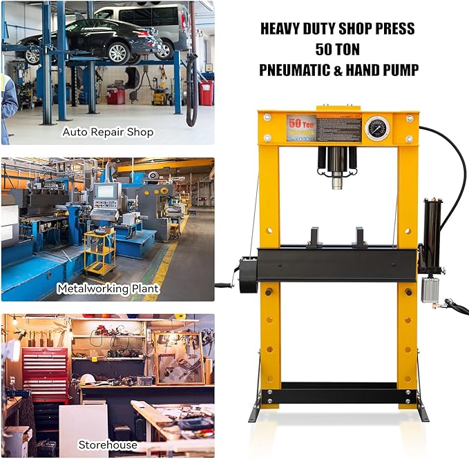 50T Hydralic Shop Press H-Frame Garage/Shop Floor Press with Floor Press Plates