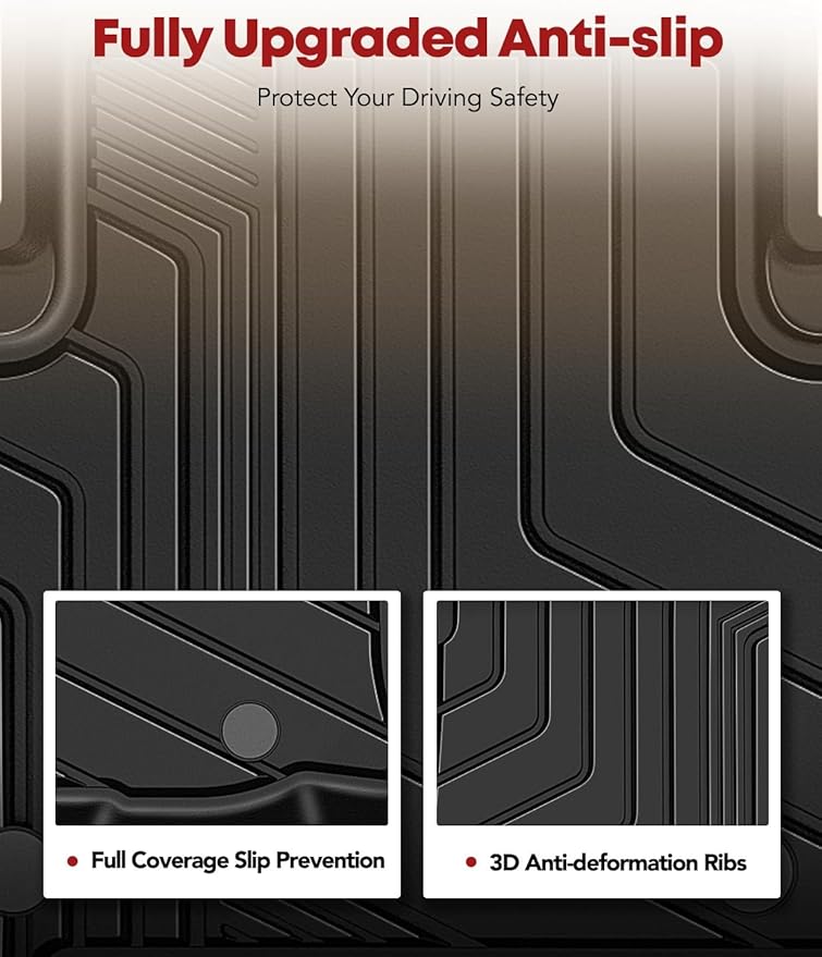 YHTAUTO Floor Mats Fit 2016-2023 Toyota Tacoma Double Only for Automatic, TPE All Weather Floor Liner Odorless Custom Fit Car Mats, 1st 2nd Row Tacoma Accessories, Black