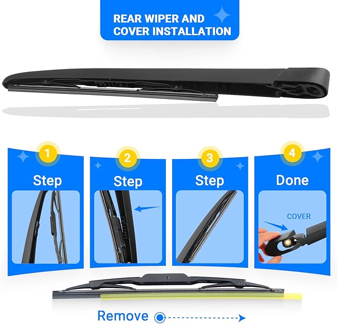 Windshield Wiper Blade Set Replacement for 2007-2016 Jeep Compass Original Equipment Replacement Front Rear Wiper Blades-22"/20"/11" (Set of 3) U/J Hook