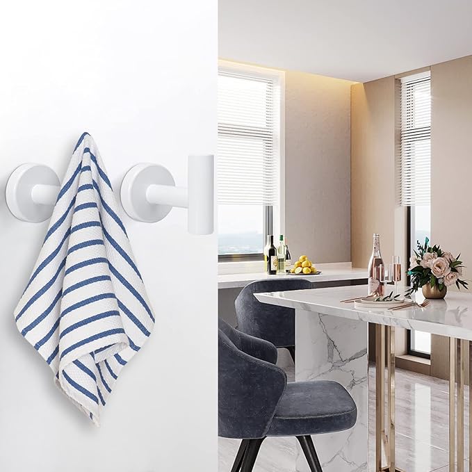 NearMoon Bath Towel Hooks- SUS 304 Stainless Steel Robe Hook Holder, Heavy Duty Coat Hook for Bathroom Livingroom Hotel Kitchen Garage, Wall Mounted- 4 Pack (White)