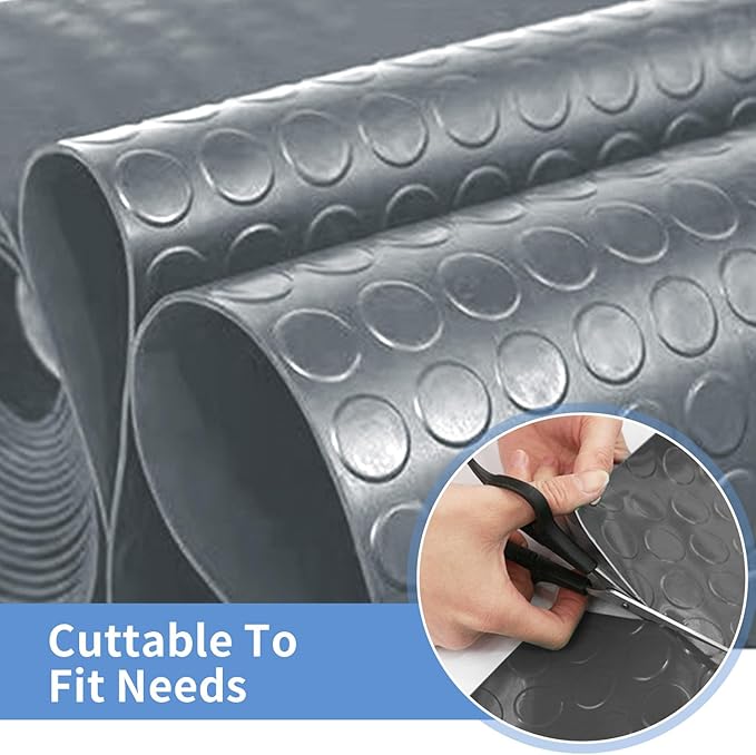 Premium Garage Floor Mat, Commercial Grade Heavy Duty Parking Mat for Garage Floor, Golf Cart Parking, Water/Stain Resistant Floor Runner (Grey Coin, 2 Rolls x 4 x 6.5 Feet)
