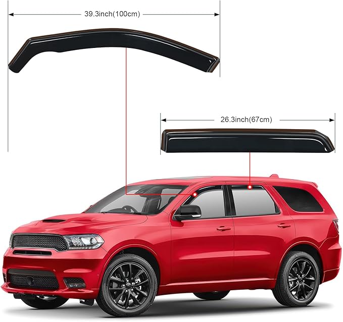 Nilight Window Visor Compatible with Dodge Durango 2011 2012 2013 2014 2015 2016 2017 2018 2019 2020 2021 2022 2023 2024 in Channel Window Deflectors, Rain Guards Acrylic-4pcs