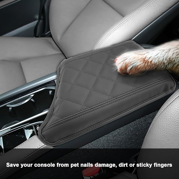 SXCY for 2024 XC90 Armrest Cover for Volvo XC90 2018-2024 Accessories 2024 XC90 Center Console Cover 2024 XC90 Middle Console Cover (Black Checkered Pad)