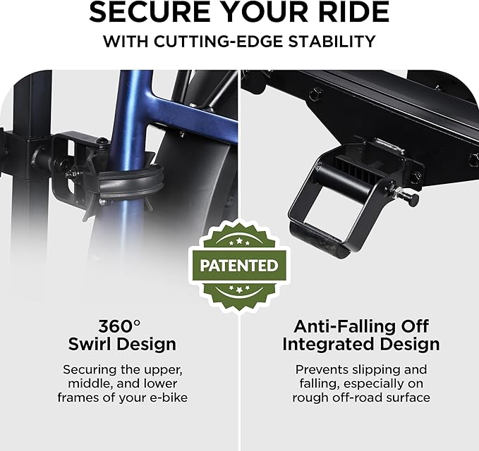 Rockland Foldable 2-Ebike Rack, 200 lbs Capacity, Hitch Mount Electric Bike Rack, Fits up to 5" Fat Tire Width and 50" Wheelbase, Ebike Carrier Rack for 2" Receiver for Cars SUVs Vans RVs