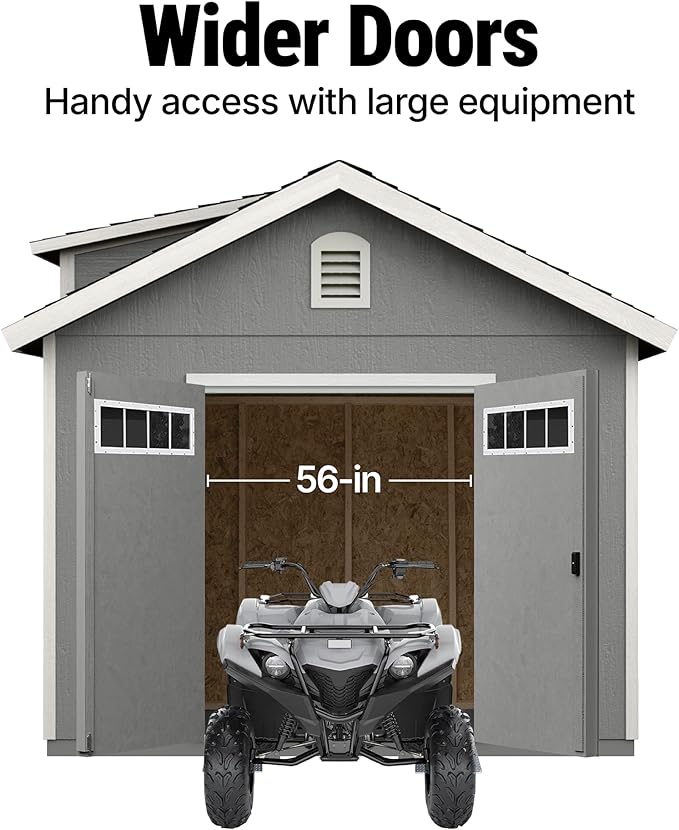 Handy Home Products Windemere 10x12 Do-it-Yourself Wooden Storage Shed with Floor, Beige