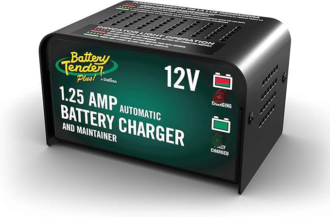 Battery Tender Plus 12V 1.25 AMP Car & Motorcycle Battery Charger and Maintainer, Float Charge for Automotive, and ATVs - Smarter Than a Trickle Charger