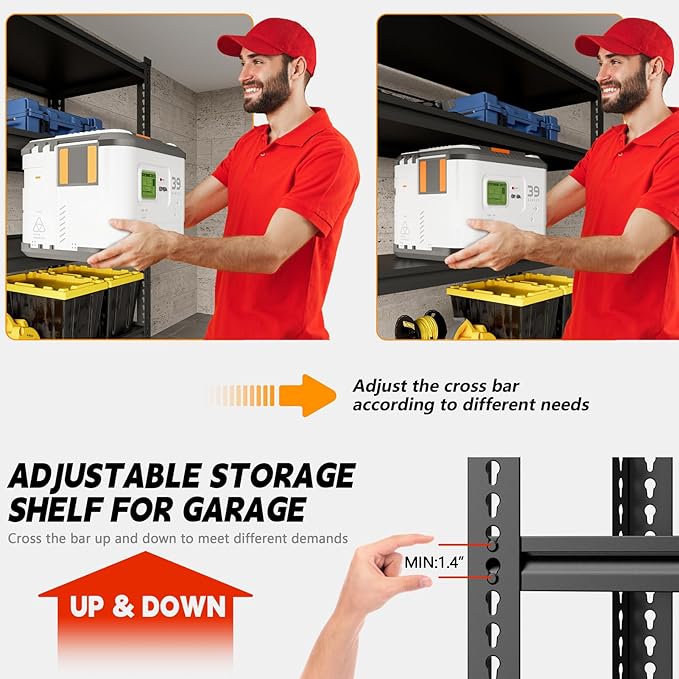 Garage Shelving, 48" Wide 5-Tier 3000lbs, Boltless Assembly, Adjustable Large Garage Storage Shelves, 48" W x 24" D x 72" H Heavy Duty Storage Rack