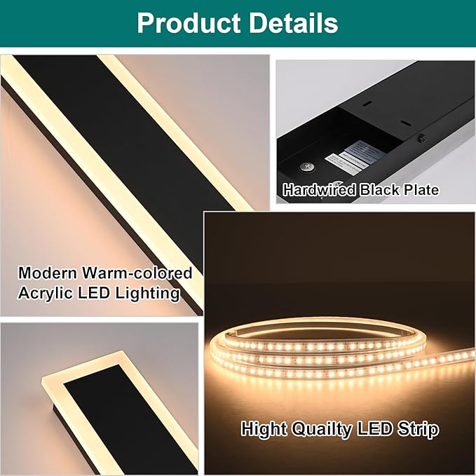 2 Pack Outdoor Wall Light for Porch,32 inch Modern Led Long Wall Lights Fixture,Dimmable Exterior Linear Lighting for House,Outside LED Long Lights for Patio,Garage