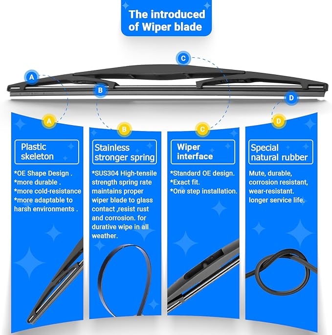 Windshield Wiper Blades Replacement for Subaru Ascent 2019 2020 2021 2022 2023 Original Factory Quality Front Rear Wipers Blade Set for My Car - 26" 20" 14" (Pack of 3)