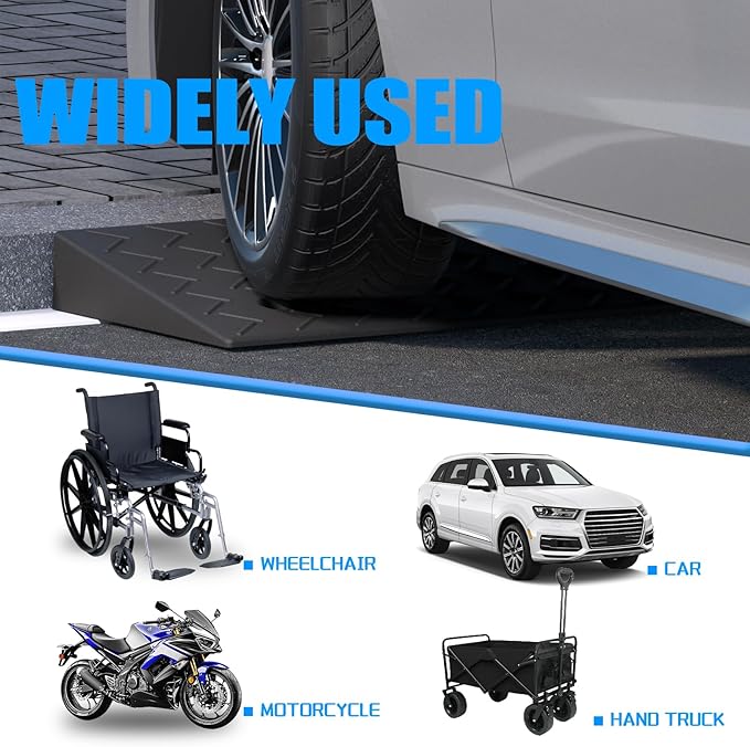 Heavy Duty Rubber Curb Ramps, 2'' Rise, 2 Pack, 6600 LBS/3T Capacity, for Driveway, Loading Dock, Bike, Vehicle, Warehouse, Sidewalk, Wheelchair