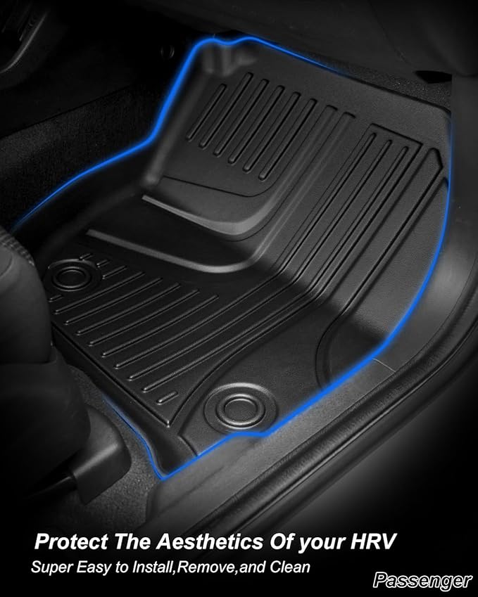 Original Floor Mats & Cargo Liner Fit for Honda HRV HR-V 2016-2022 (AWD Models ONLY) - All Weather Protection HR-V Car Mats Set - 1st & 2nd Row Full Set TPE Car Floor Liners with Trunk Mat Black