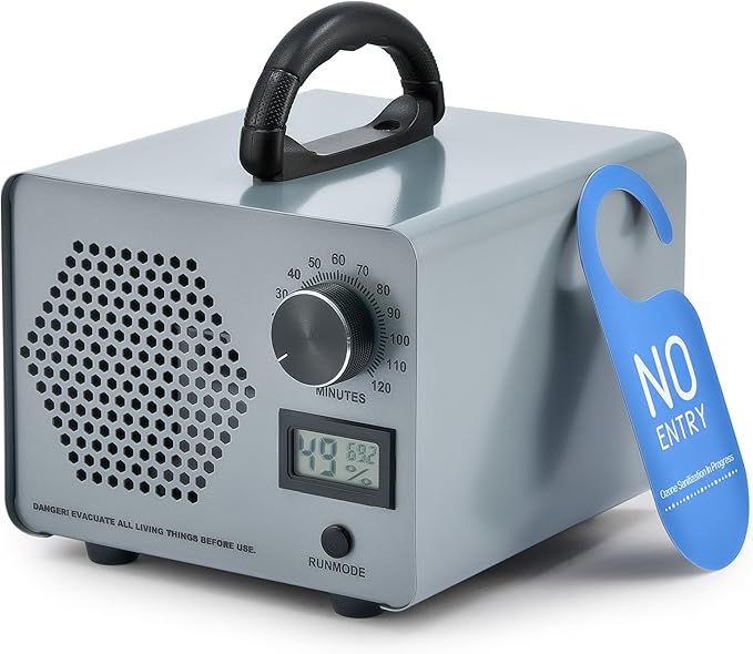 CREWORKS Ozone Odor Machine, Commercial Ozone Generator Air Purifier with Timer Display, 45000 mg/h Ozone Machine for Car Home Smoke Pet Odor Removal, High Capacity for 3200 sq ft Room, Silver