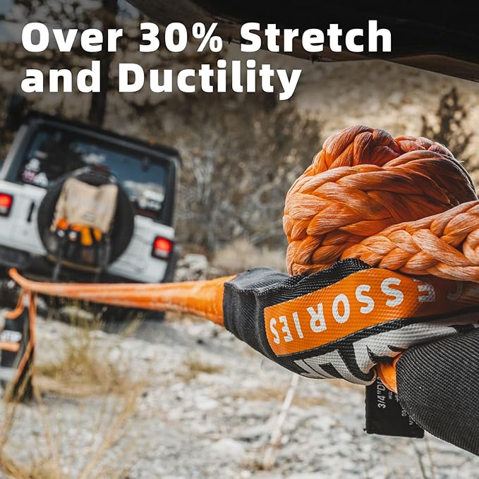 ALL-TOP Kinetic Recovery Rope, 48000Lbs, 1in x 20ft, Heavy Duty 30+% Elasticity, 16000Lbs Work Load Limit for 4x4 Offroad Vehicle