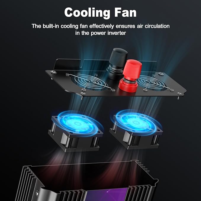3000W Power Inverter,Peak Power 6000W 12V DC to AC 110V120V,Remote Control with 2AC Outlets and 2.4USB Port,LCD Display for Power Converter,Outdoor Activities,Emergency,Vehicles Truck RV Solar System