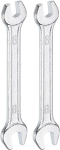 HARFINGTON 2pcs Double Open End Wrench 6mm x 8mm Metric 15 Degree Offset Angle Small Flat Head Wrench Galvanizing Open Ended Spanner for Automotive Repair Furniture Assembly
