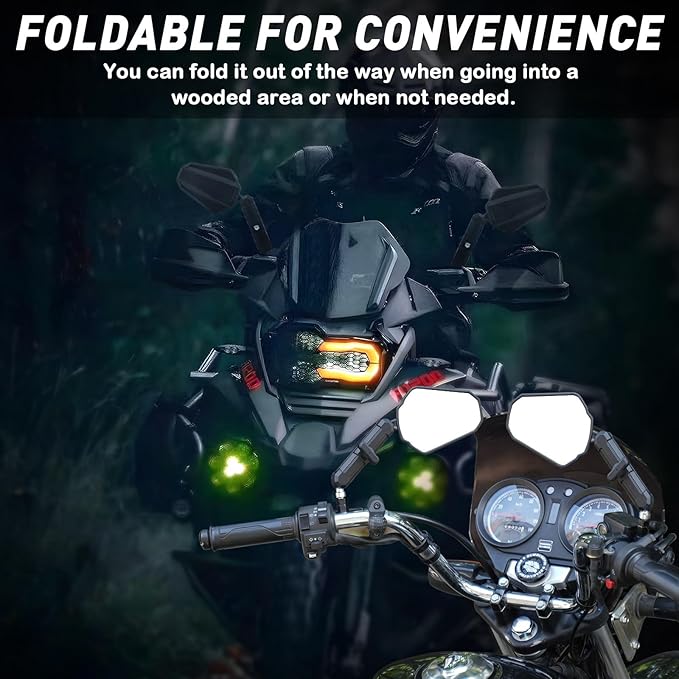 Motorcycle Mirrors, ATV Rear View Mirror With Adjustable Ram mount, No Vibration & Wobble, Dirt Bike Mirrors for handlebars Compatible with Scooter Ebike Moped, 2 Pack