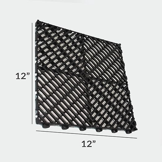 Interlocking Soft PVC Modular Garage Flooring Tile - 12"x12" | 5 Count - Pool Patio Floor, Ideal for Indoor and Outdoor Use, Interlocking Drainage Mats (Yellow, 12 x 12)