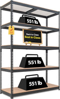 HOMEDANT 5 Tier Laminated Boltless Heavy Duty Garage Storage Adjustable Wide Size Metal Shelving Unit Utility Rack Shelves Organization Multipurpose Shelf Shed Warehouse 47.7"W x 18.2"D x 71.3"H 1Pack