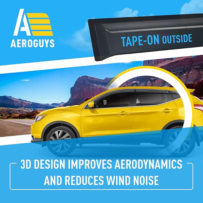 Extra Durable Window Deflectors Tape-On Window Visors Rain Guards Fit for Nissan Rogue Sport 2017-2022, Sun Visors, Wind Vent for Shades, Exterior Car Accessories - 6pcs. AG0224