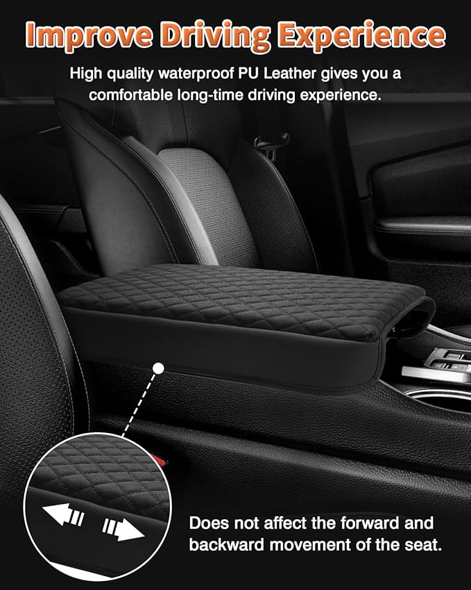 Shademax Custom for Honda Pilot Center Console Cover,Armrest Cover for Honda Pilot/Ridgeline/Passport Accessories 2023-2025 2026 Arm Rest Cushion Pad Console Lid Cover PU Leather Black
