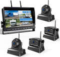 Magnetic Wireless Backup Camera: 10" HD 1080P DVR Monitor with 2 Rear View 2 Side View Cameras for Travel Trailer/Fifth Wheels/RV/Camper, Portable Rechargeable Battery BC104