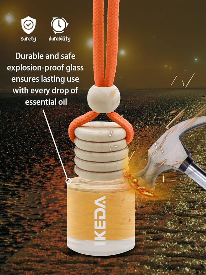 IKEDA Car Air Freshener, Car Fresheners for Men & Women, 45+Day Long Lasting Fragrance Hanging Air Fresheners Scents, with Clip, Perfect for Auto and Home,10ml, Citrus