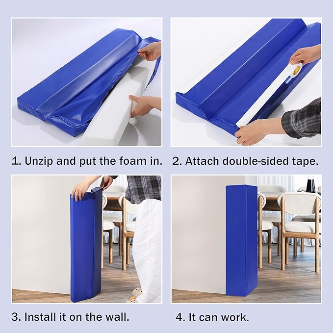 ROYALAY Wall Corner Guard, Heavy Duty Corner Protectors for Safety, Foam Basketball Court, Waterproof 2 Sides Corner Pad for Gyms, Basketball Court, Playrooms, Garages, Blue