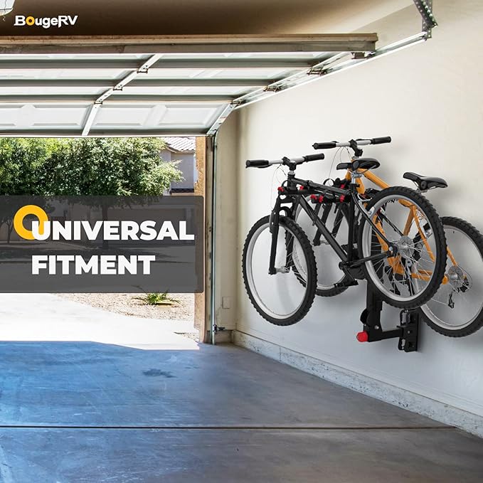 BougeRV Hitch Wall Mount, Adjustable 1.25"/2" Receiver, Heavy Duty 300LBS Bike Cargo Rack Storage, Hanging Garage Organizer, Trailer Hitch Receiver for Hitch Bicycle Ski Rack Storage Organizer